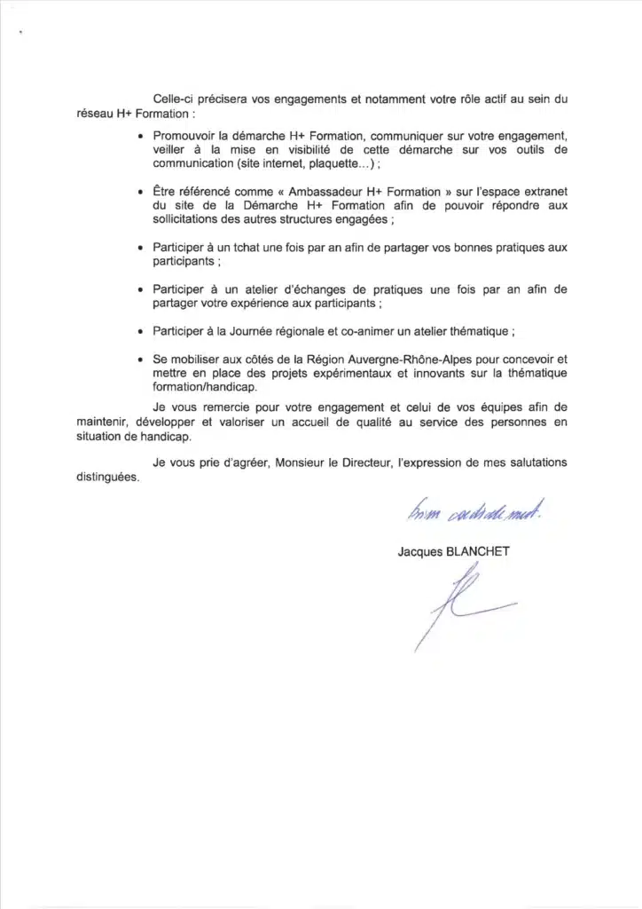 attestation h engagements et role actif dans le reseau mfr j
