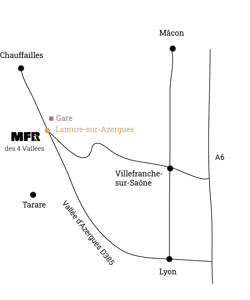 carte mfr lamure sur azergues gare tarare villefranche sur s