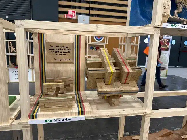 mfr la mure presente un assemblage de blocs en bois colores